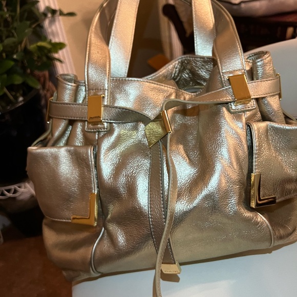 Michael Kors Gold Metallic Pebble Leather Shoulder Bag with gold hardware - Picture 11 of 16